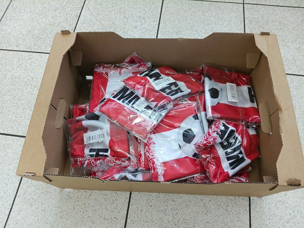 Posten 17 – 1 Karton mit Fan Schals