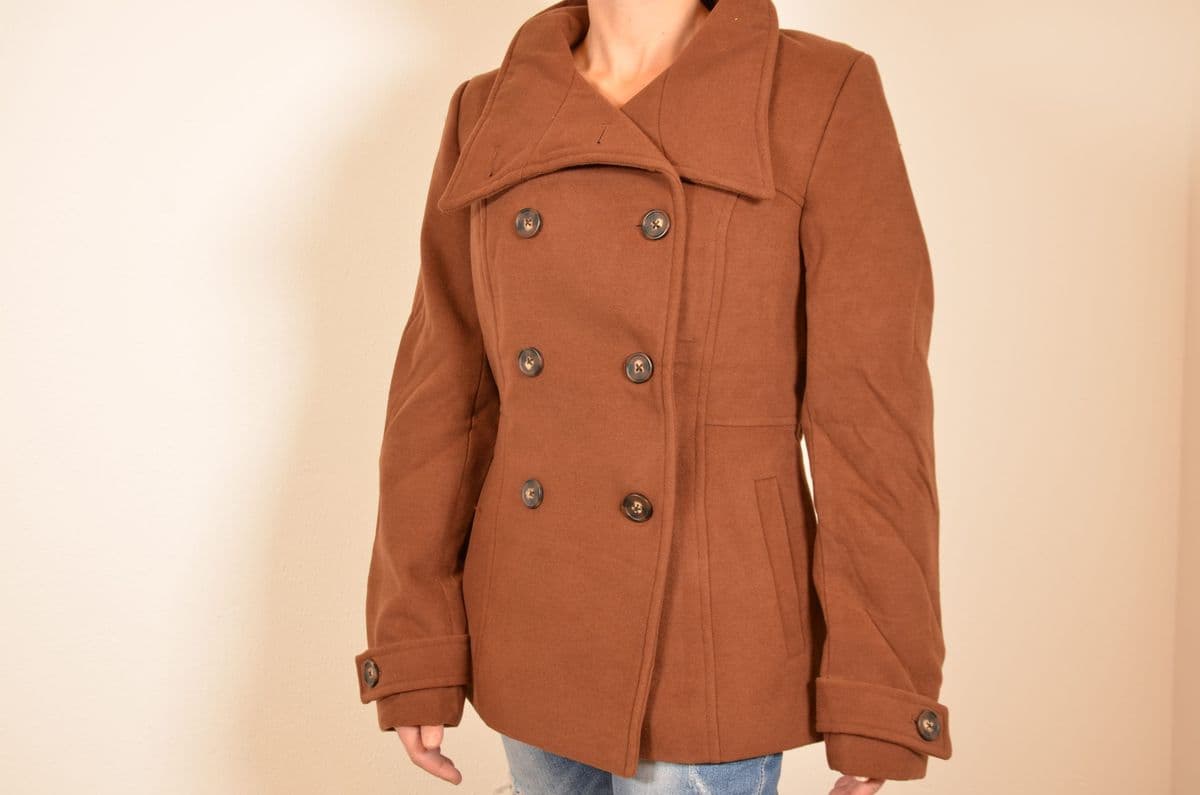 Eleganter Damen-Kurzmantel / Cabanjacke in Cognacbraun – Bild 3