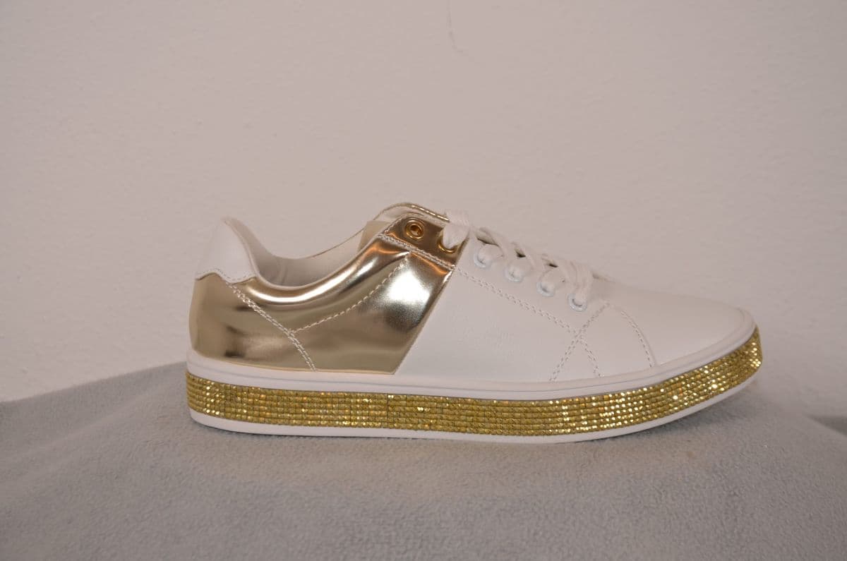 Glamouröser Damen-Sneaker in Weiß & Gold