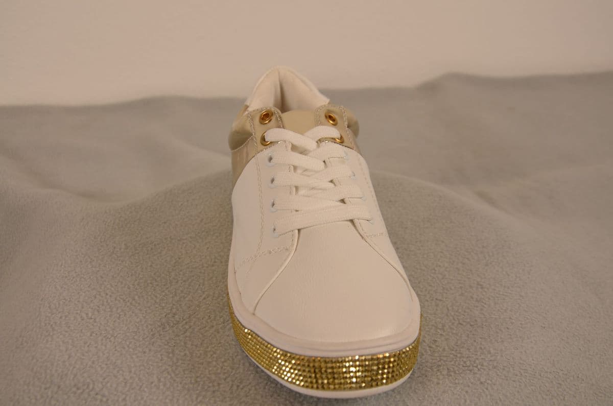 Glamouröser Damen-Sneaker in Weiß & Gold – Bild 2