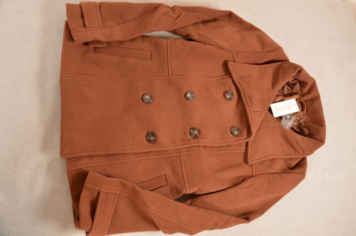 Eleganter Damen-Kurzmantel / Cabanjacke in Cognacbraun – Bild 5
