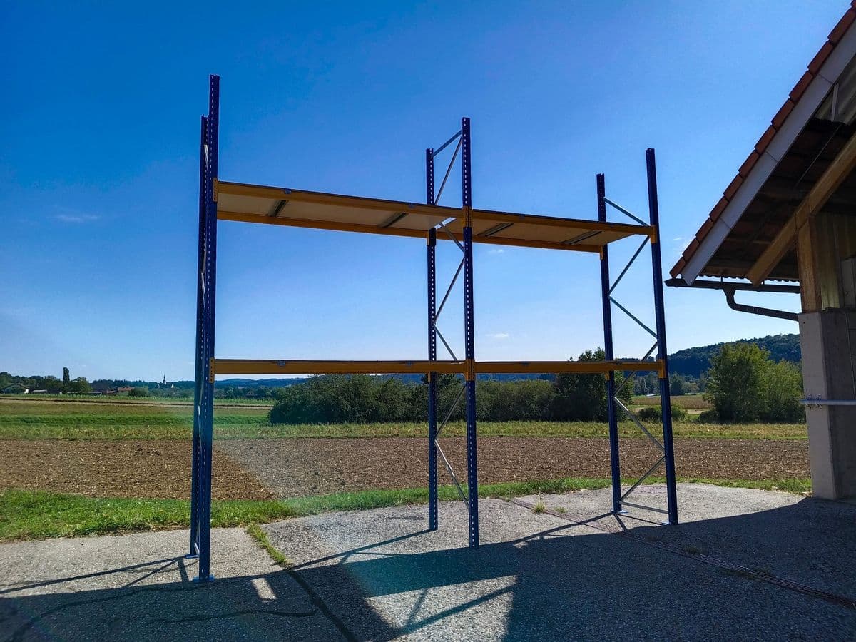 Schwerlast-Palettenregal / Großfachregal (2 Felder / Doppelregal mit Einlegeböden) – Bild 4