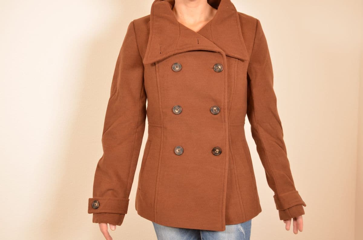 Eleganter Damen-Kurzmantel / Cabanjacke in Cognacbraun