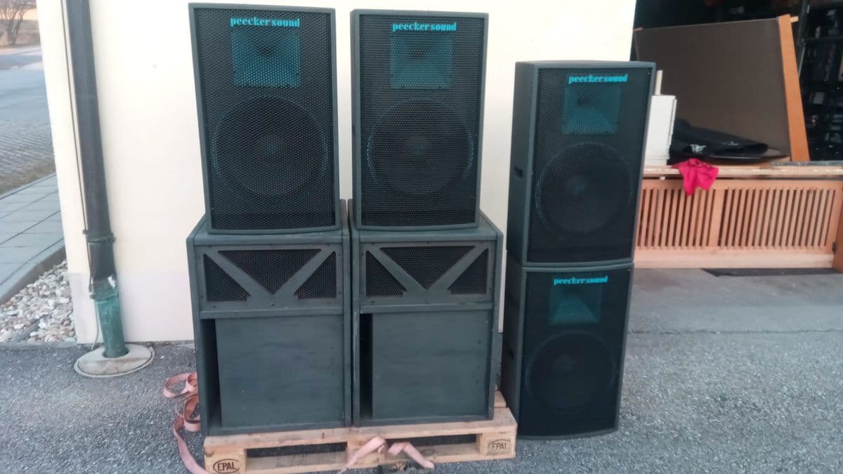PA-Anlage Peecker Sound, 4 Tops, 2 Bässe, incl Amps – Bild 3